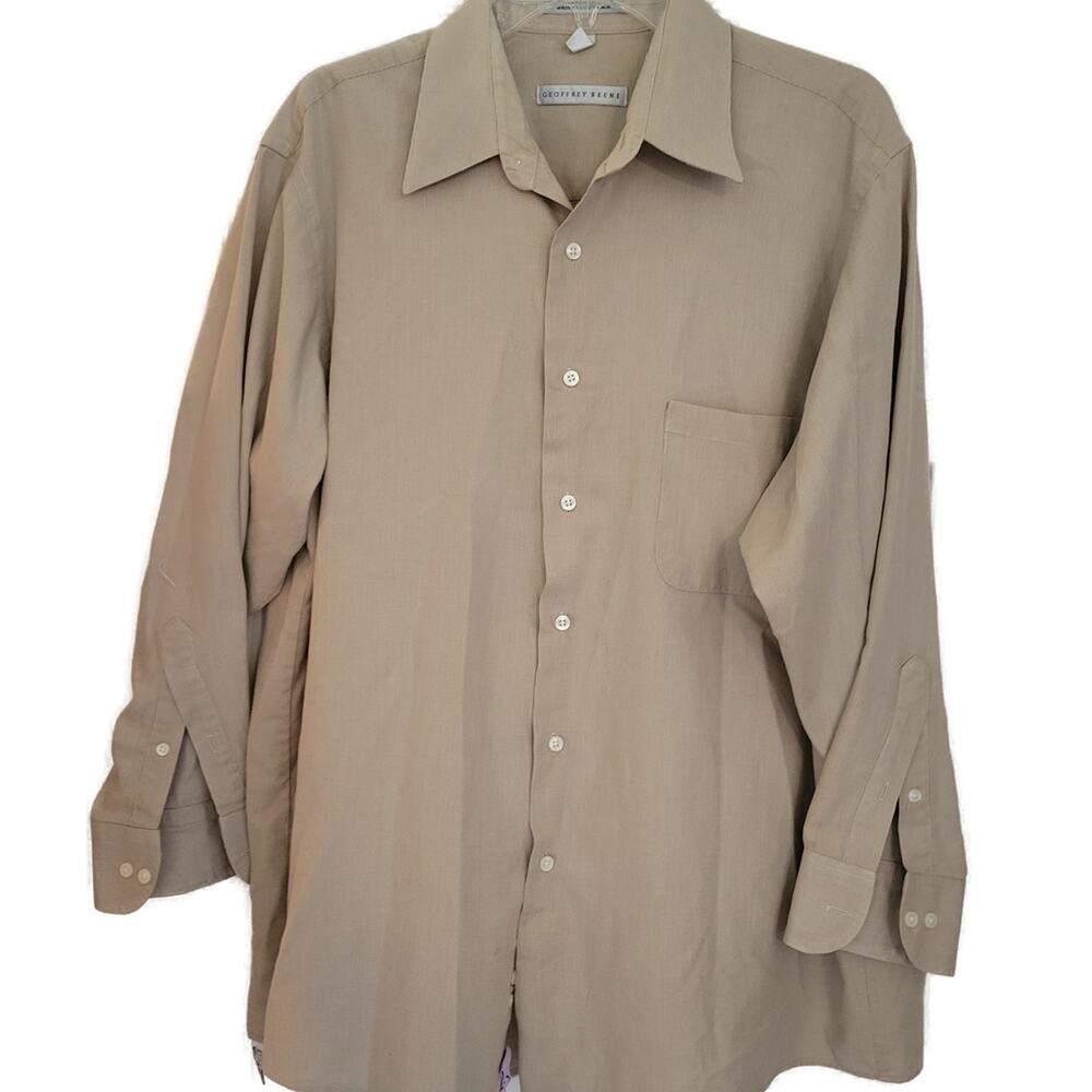 Geoffrey Beene Mens Size 17 Long Sleeve 32 33 Cotton Blend Wrinkle Free Pocket